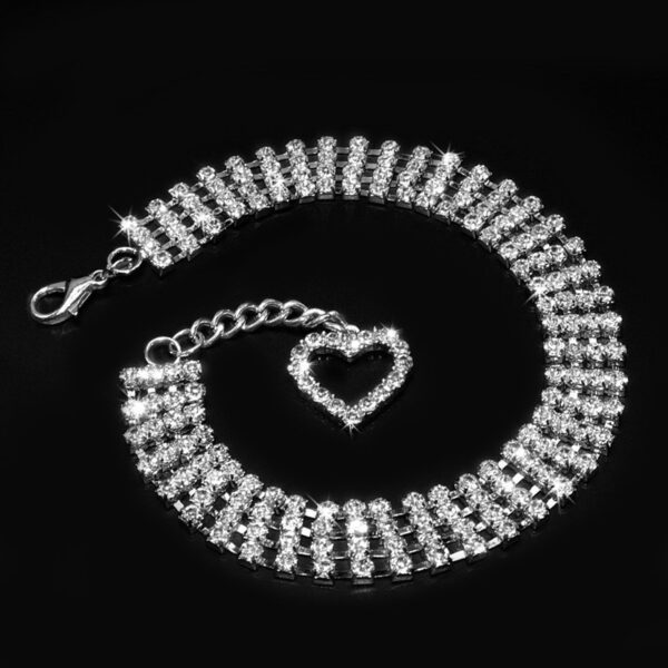 Four-row Rhinestone Pet Collar Dogs And Cats Heart-shaped Chain - Image 5