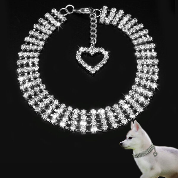 Four-row Rhinestone Pet Collar Dogs And Cats Heart-shaped Chain - Image 4