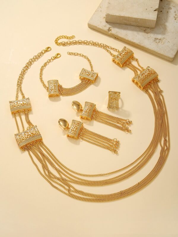 Ladies' Gold-plated Double-layer Tassel Long Necklace Set - Image 2